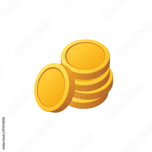 A stack of gold coins illustrates wealth and financial success on a clean, white background.