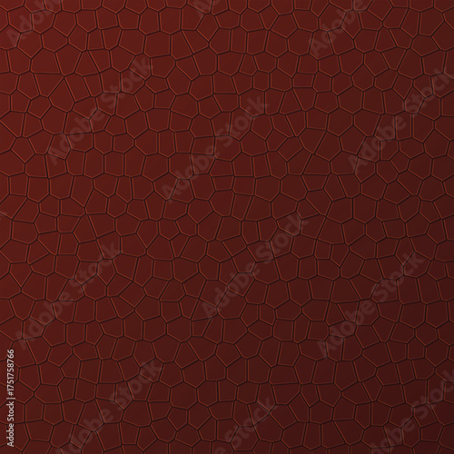 Detailed reddish-brown leather texture with an irregular mosaic pattern creates a tactile surface.