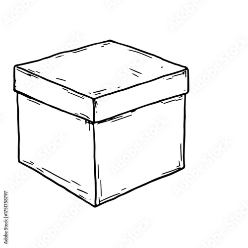 Cardboard boxes, sketch. Vector illustration. Packaging for a gift, storage of things, isolated on white background. The concept of the holiday, cleaning, organization of order in the house and office