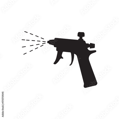 Gardening spray gun silhouette flat illustration design on white back ground