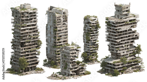 Set of Ruined Skyscrapers