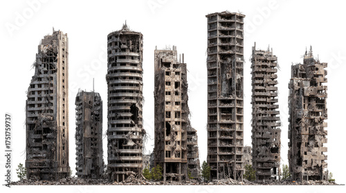 Set of Ruined Skyscrapers