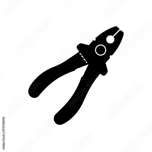 Silhouette of a pair of pliers tool on transparent background