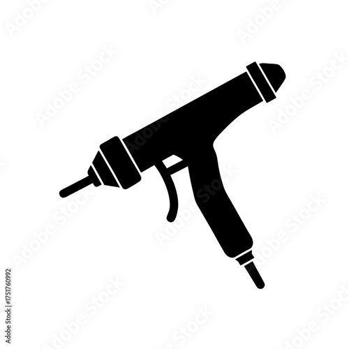 Isolated black glue gun illustration on transparent background silhouette
