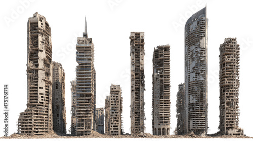 Set of Ruined Skyscrapers
