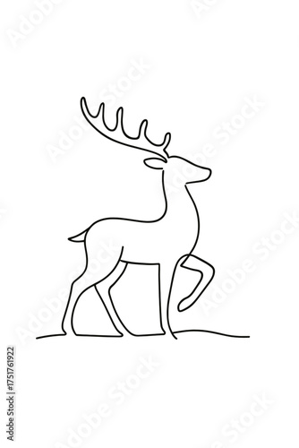 Line art illustration of a reindeer walking for Christmas concept  