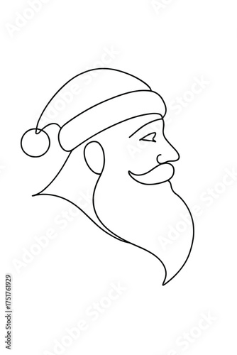 Outline of Santa Claus with a smile wearing a Christmas hat  