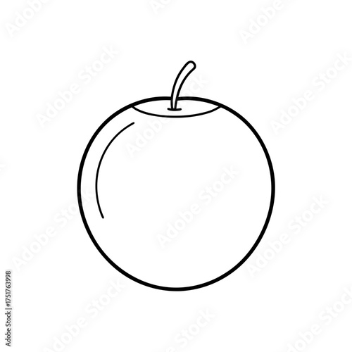 Outline drawing of a single apple on transparent background silhouette