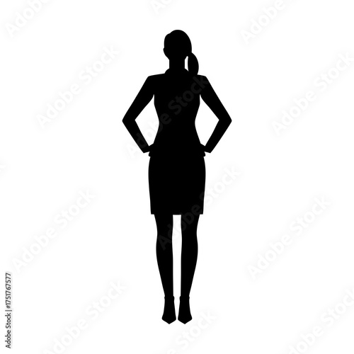 Businesswoman Standing Silhouette Vector Illustration