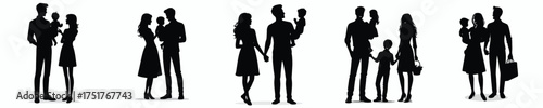 vector silhouette of a new family with a baby
