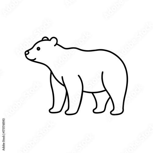 Simple outline drawing of a bear on transparent background silhouette