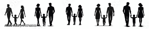 vector silhouette of parents holding their child's hand