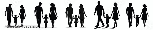 vector silhouette of parents holding their child's hand
