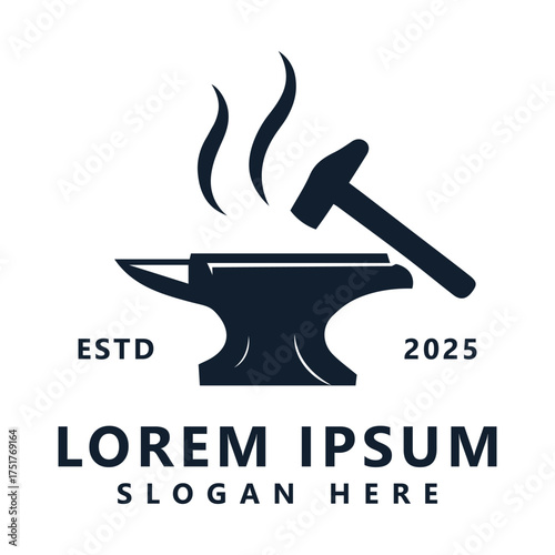 Blacksmith iron work logo template design vector