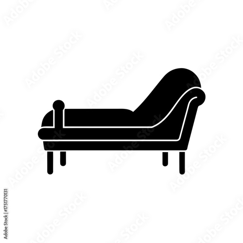 Silhouette of a chaise lounge chair on transparent background