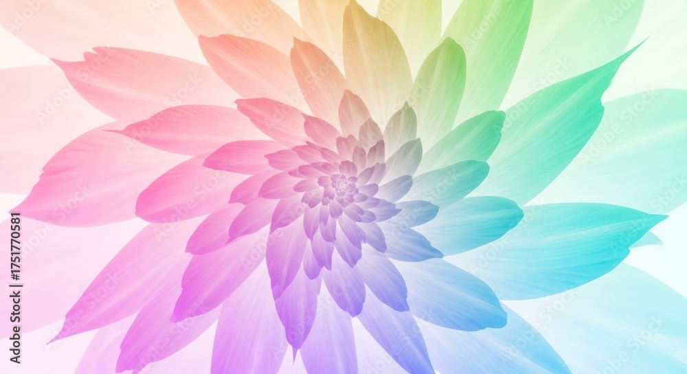 Obraz premium A vibrant, colorful, abstract flower with a rainbow gradient background.
