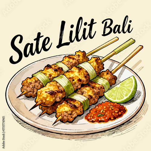 Sate Lilit Bali A Delicious Traditional Indonesian Dish of Minced Meat Satay
