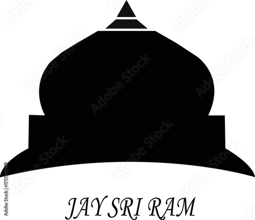 Wallpaper Mural Hindu Temple Silhouette with Jay Sri Ram Text, Spiritual Vector Design Illustration Torontodigital.ca