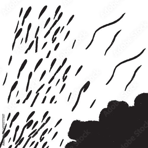  Abstract Minimalist Brush Stroke Art in Black and White Modern Textured Illustration Design