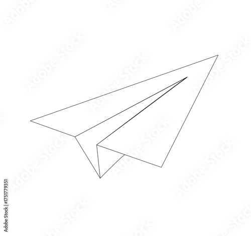 Minimalist paper airplane vector icon,simple thin line outline design of flying paper jet symbol