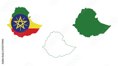 Set of Ethiopia map isolated on white background, illustration design