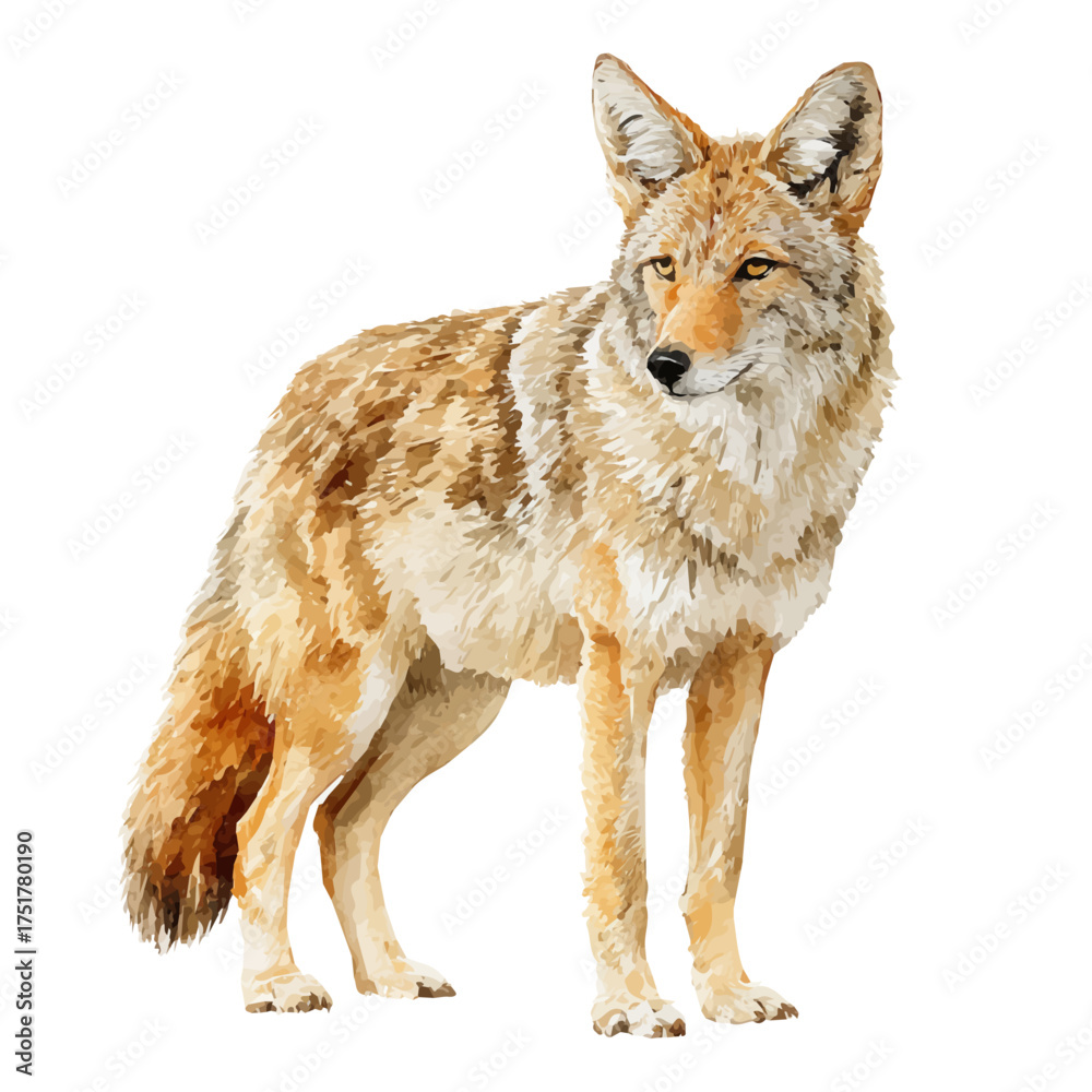 Obraz premium Coyote watercolor artwork, high-quality professional vector illustration isolated on a white background.