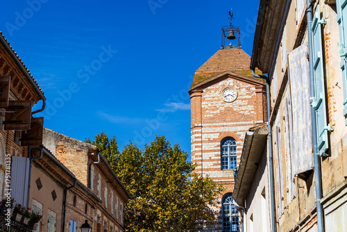 Clock Tower Overlooking Arnaud Othon Gate in the Historic Center of Auvillar