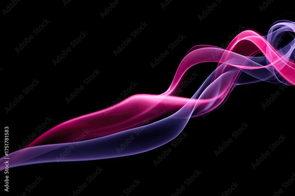 Naklejka premium Abstract smoke swirls in vibrant pink and purple against a black background