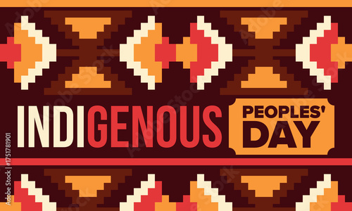 Indigenous Peoples' Day. Native American Day. American Indian culture. Heritage Month. Celebrate annual in United States. Tradition pattern. Poster, card, banner and background. Vector illustration
