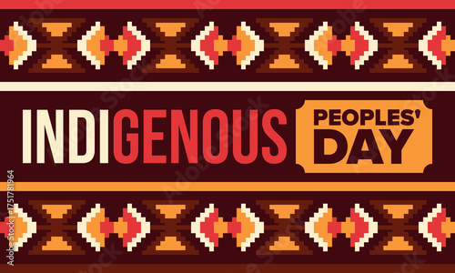 Indigenous Peoples' Day. Native American Day. American Indian culture. Heritage Month. Celebrate annual in United States. Tradition pattern. Poster, card, banner and background. Vector illustration