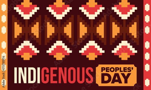 Indigenous Peoples' Day. Native American Day. American Indian culture. Heritage Month. Celebrate annual in United States. Tradition pattern. Poster, card, banner and background. Vector illustration