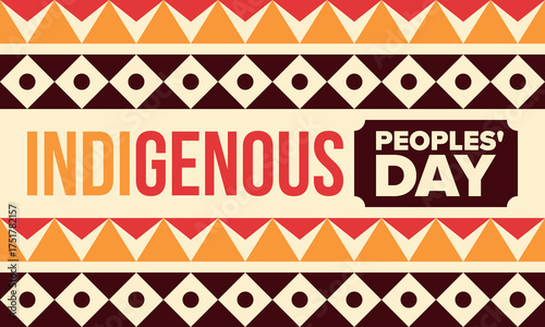 Indigenous Peoples' Day. Native American Day. American Indian culture. Heritage Month. Celebrate annual in United States. Tradition pattern. Poster, card, banner and background. Vector illustration