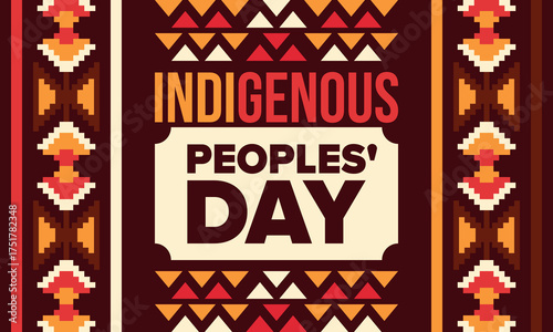 Indigenous Peoples' Day. Native American Day. American Indian culture. Heritage Month. Celebrate annual in United States. Tradition pattern. Poster, card, banner and background. Vector illustration