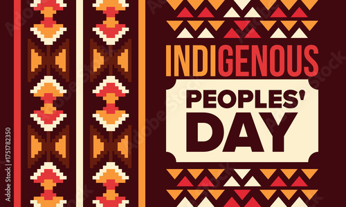 Indigenous Peoples' Day. Native American Day. American Indian culture. Heritage Month. Celebrate annual in United States. Tradition pattern. Poster, card, banner and background. Vector illustration