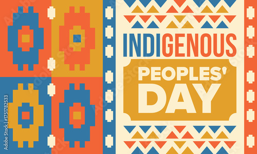 Indigenous Peoples' Day. Native American Day. American Indian culture. Heritage Month. Celebrate annual in United States. Tradition pattern. Poster, card, banner and background. Vector illustration