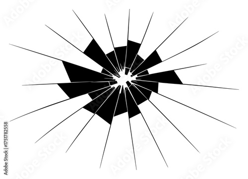 Shattered Glass Abstract Geometric Pattern - Black and White