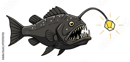 Geometric Anglerfish Vector Illustration