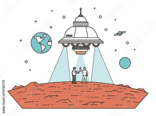 Terraforming Machine Creating Atmosphere - Vector Illustration