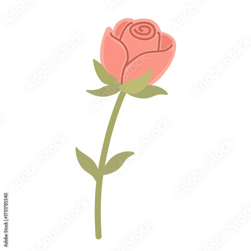 Rose Flower in Flat Style for Romantic Floral Design