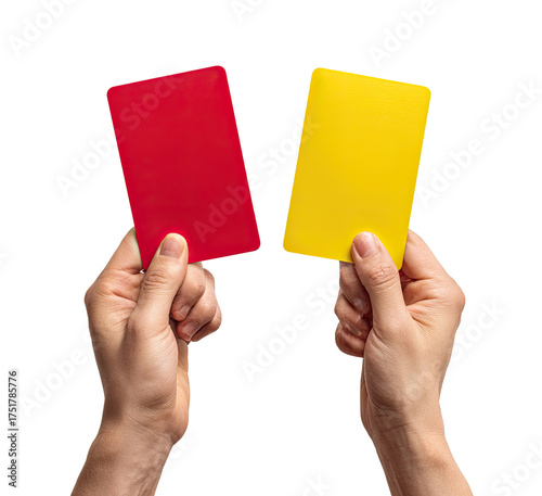 Two hands hold a red and a yellow card (1)