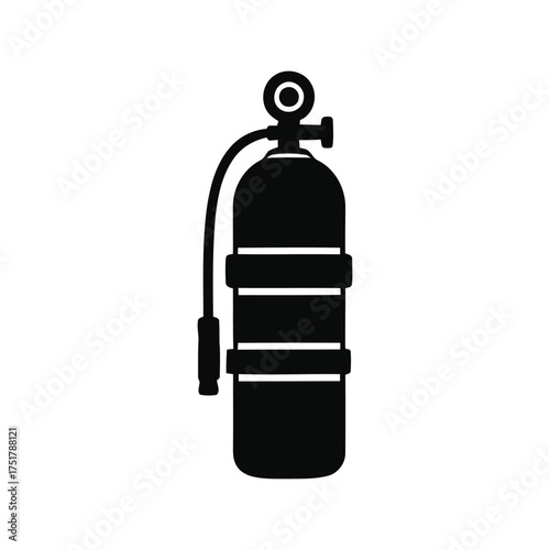 Simple silhouette icon of a scuba diving air tank for underwater exploration and sport