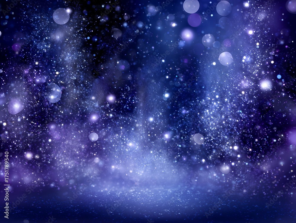 Obraz premium 夜空にきらめく無数の星が幻想的に輝く深い青と紫の宇宙空間の背景