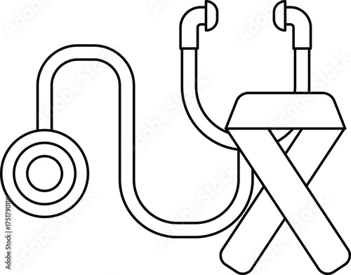 A medical instrument with a ribbon attached to it