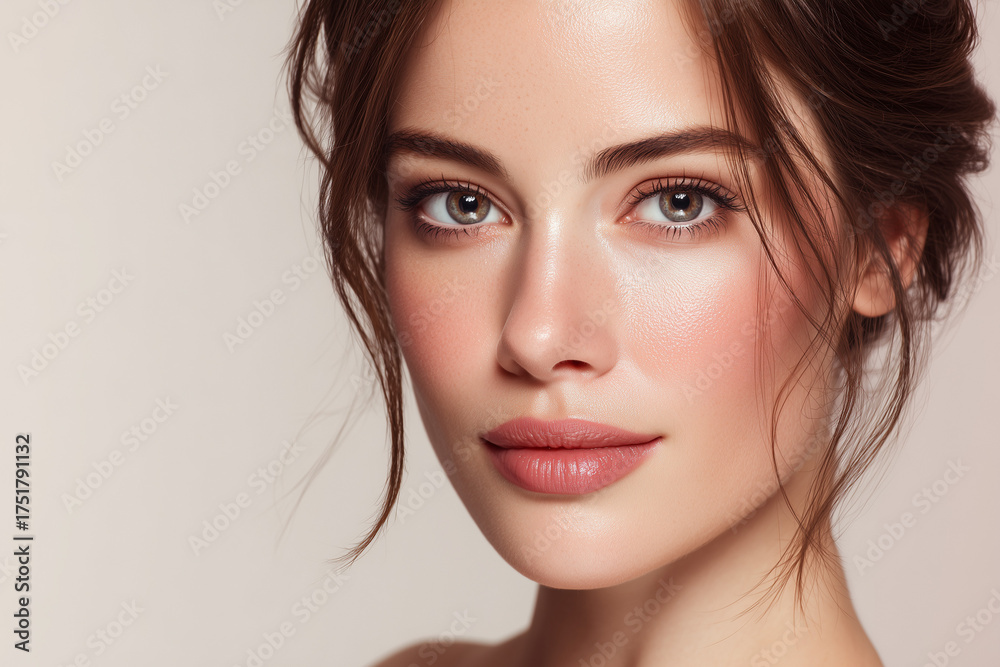 Obraz premium Beautiful skin woman face, healthy beauty skincare and cosmetics for adverstising. Generative Ai. 