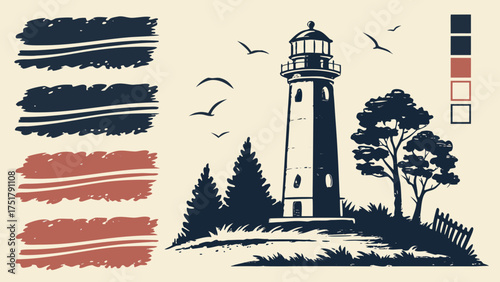 A lighthouse against the background of the sea