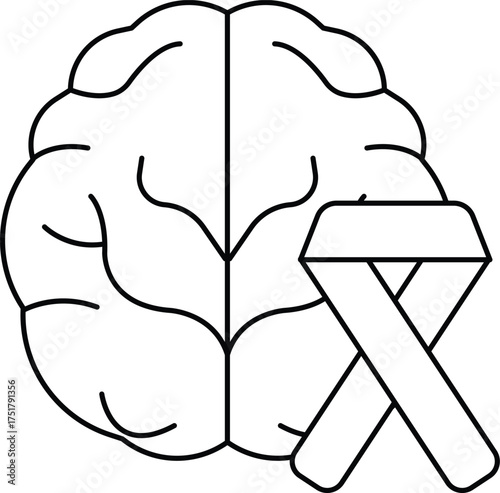 A brain with a ribbon on it