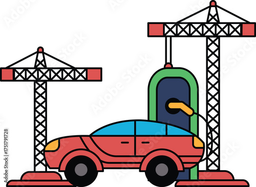 A car is being worked on by a mechanic