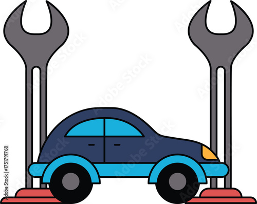 A car is being serviced by a mechanic