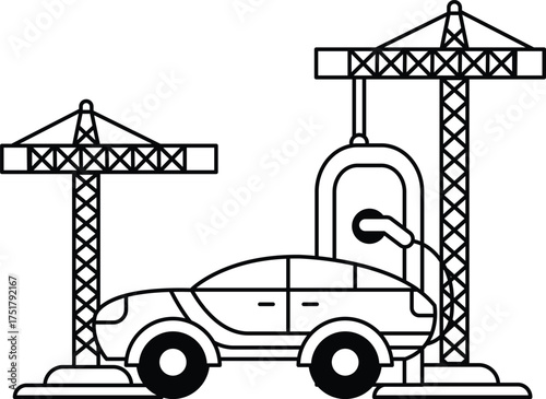 A car is being worked on by a mechanic
