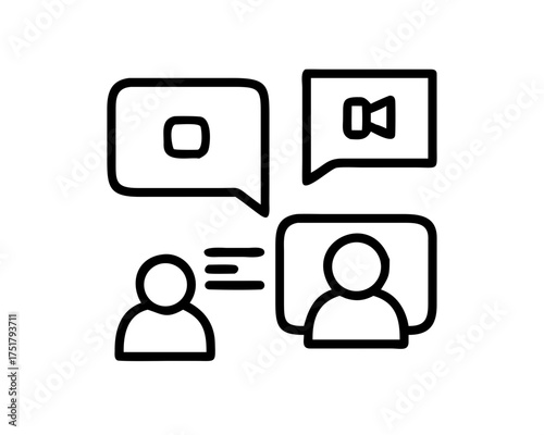 Online video conference with chat bubbles